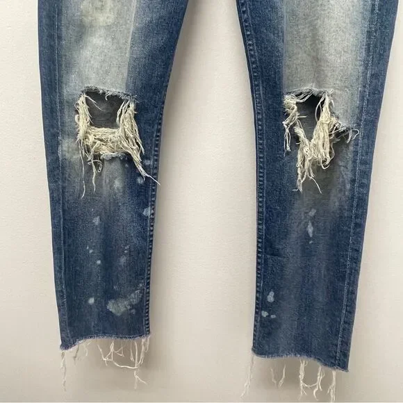 Mother Denim The Dropout Fray blue jeans, sz 27. Cropped ankle distressed torn - Picture 12 of 12